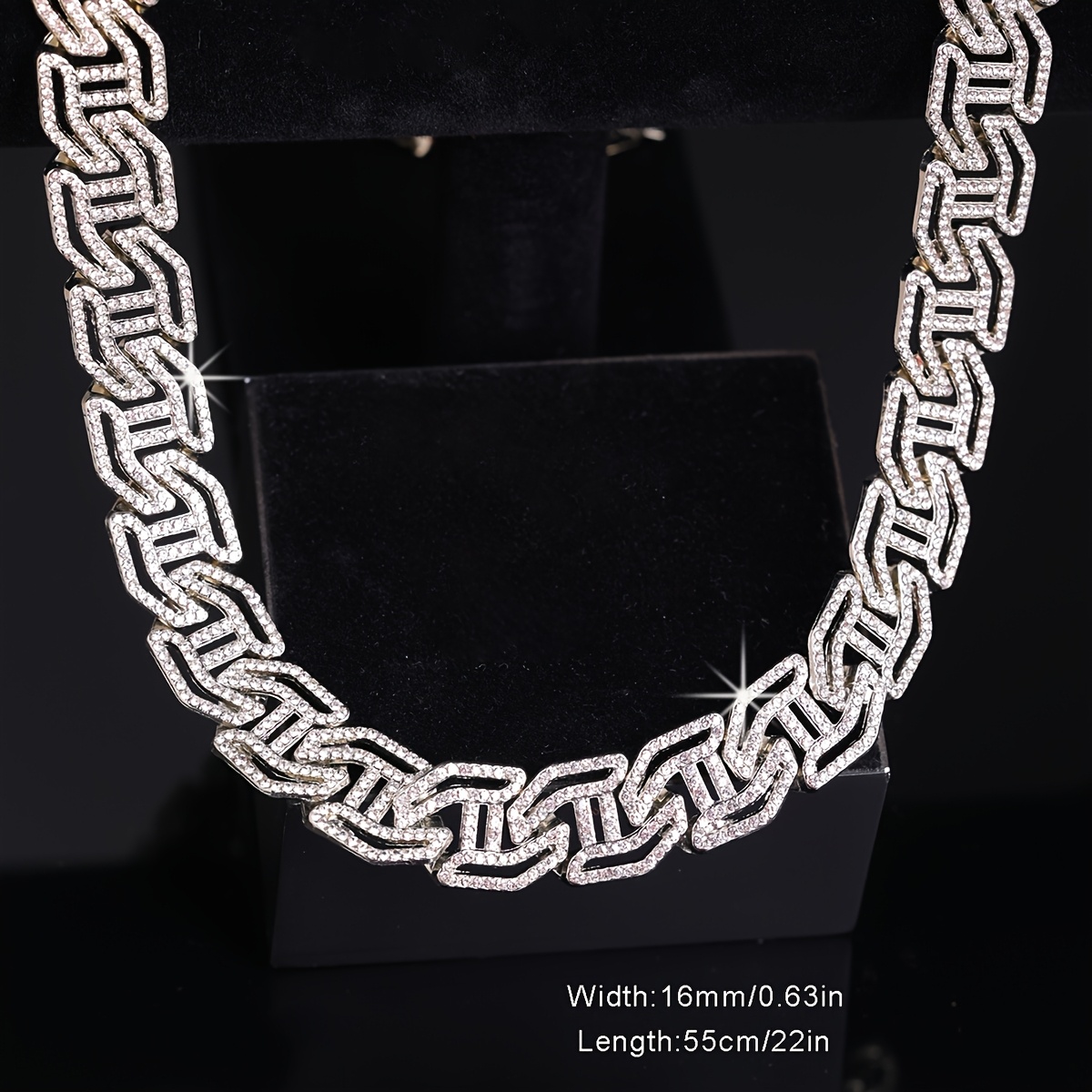 Men's Iced-Out Cuban Link Chain Necklace, Durable Zinc Alloy